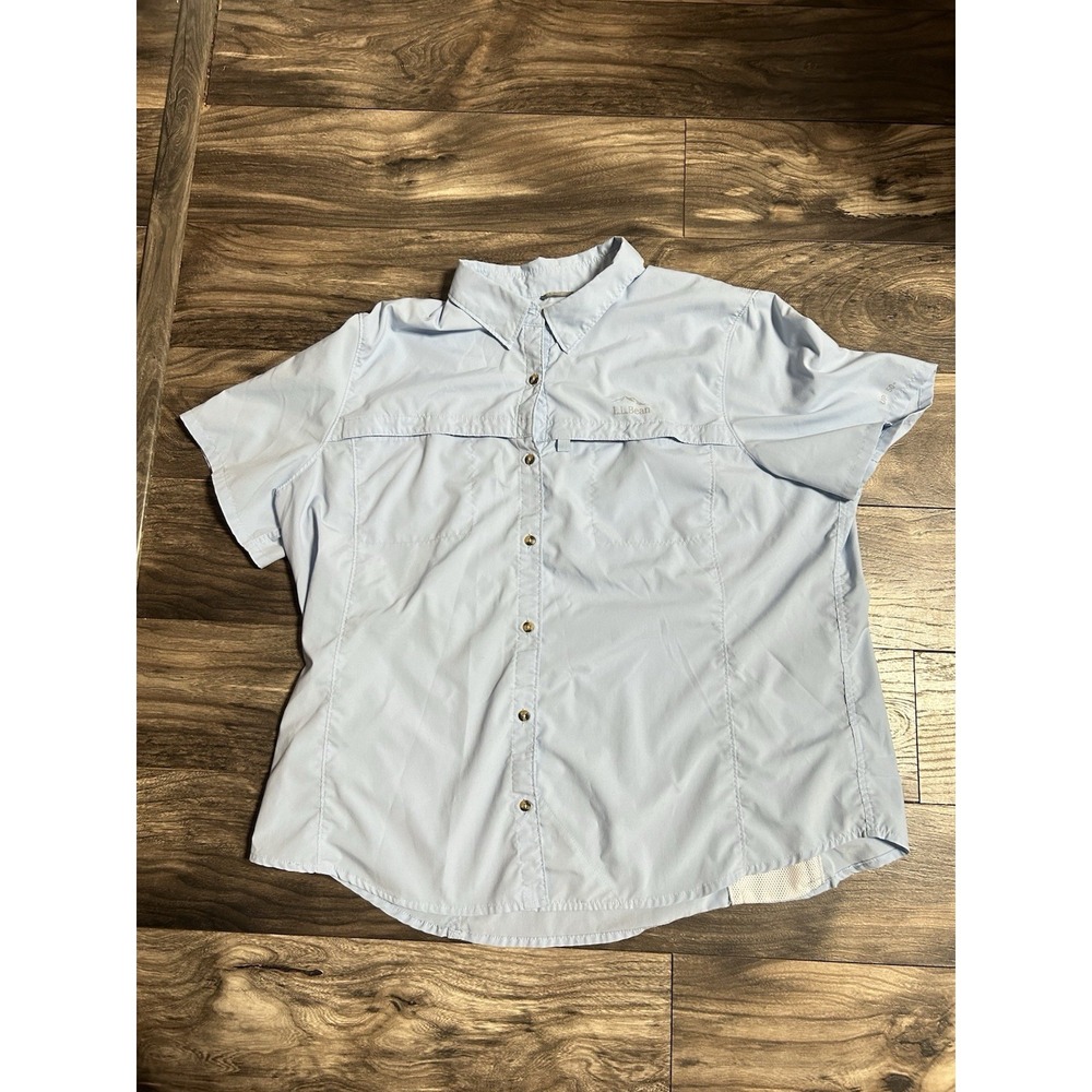 L.L. Bean Blue Size 2X Plus Short sleeves Buttondown outdoor Tropic shirt 615